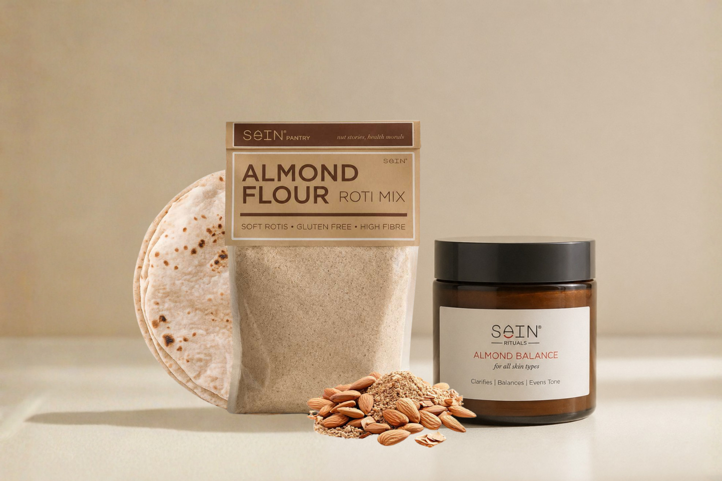 Glow from Within Almond Duo : Pack of Almond Flour & Almond Balance Face Scrub